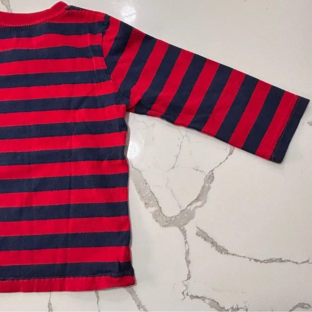 CIRCO Boys Red Navy Blue Long Sleeve Striped Monster T Shirt Cotton Toddler 3T